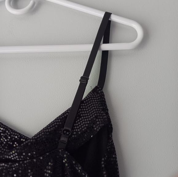 NEW Bebe Shiny Metallic Maxi Dress Spaghetti Strap Draped Neck Side Slit Medium - Picture 5 of 15